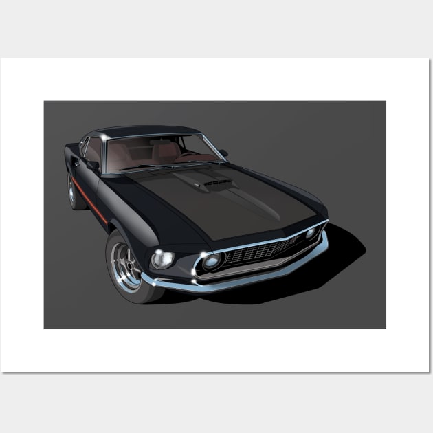 1969 ford mustang mach 1 Wall Art by candcretro